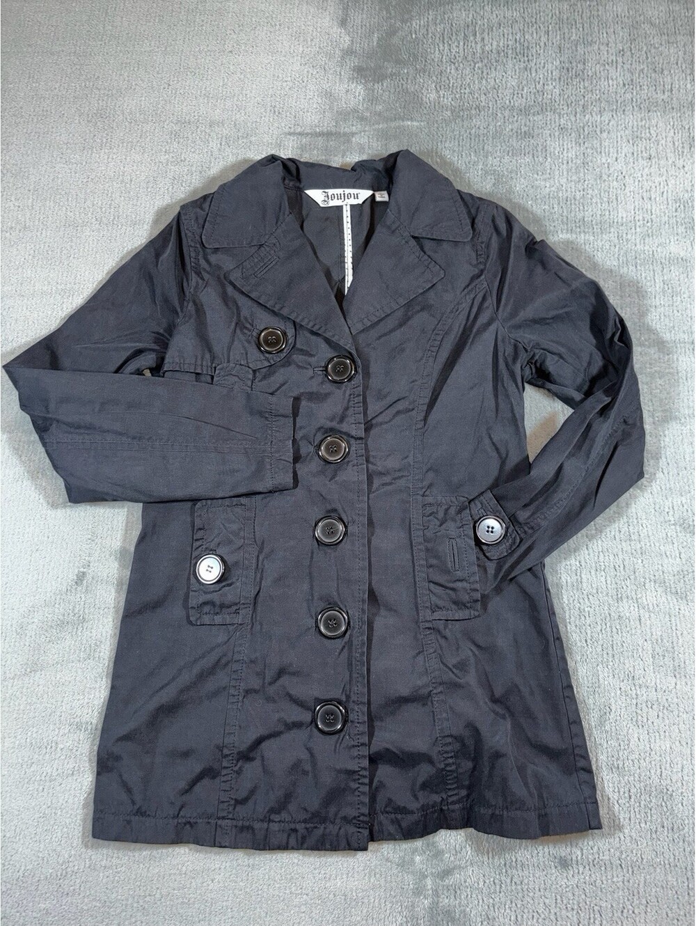 Joujou Black Button Detail Peacoat Trench Coat Light Women’s L Vintage Y2K Goth